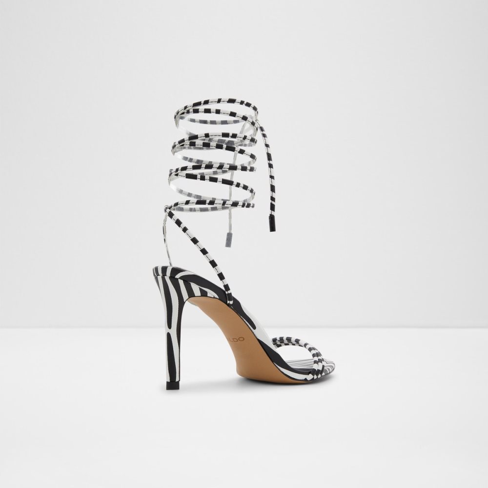 Sandales Aldo Yberrar Lanières Talons Sandal - Stiletto Noir Blanche Femme | LFKB-79409756