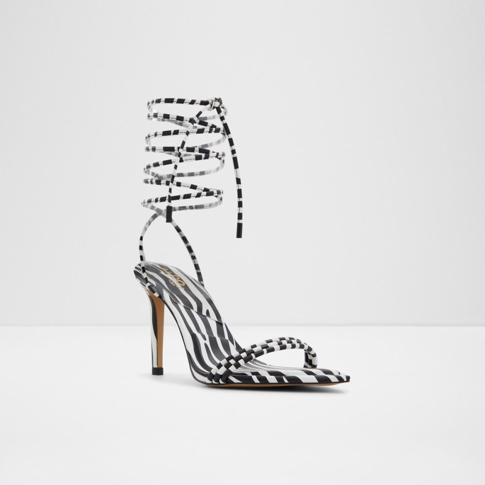 Sandales Aldo Yberrar Lanières Talons Sandal - Stiletto Noir Blanche Femme | LFKB-79409756