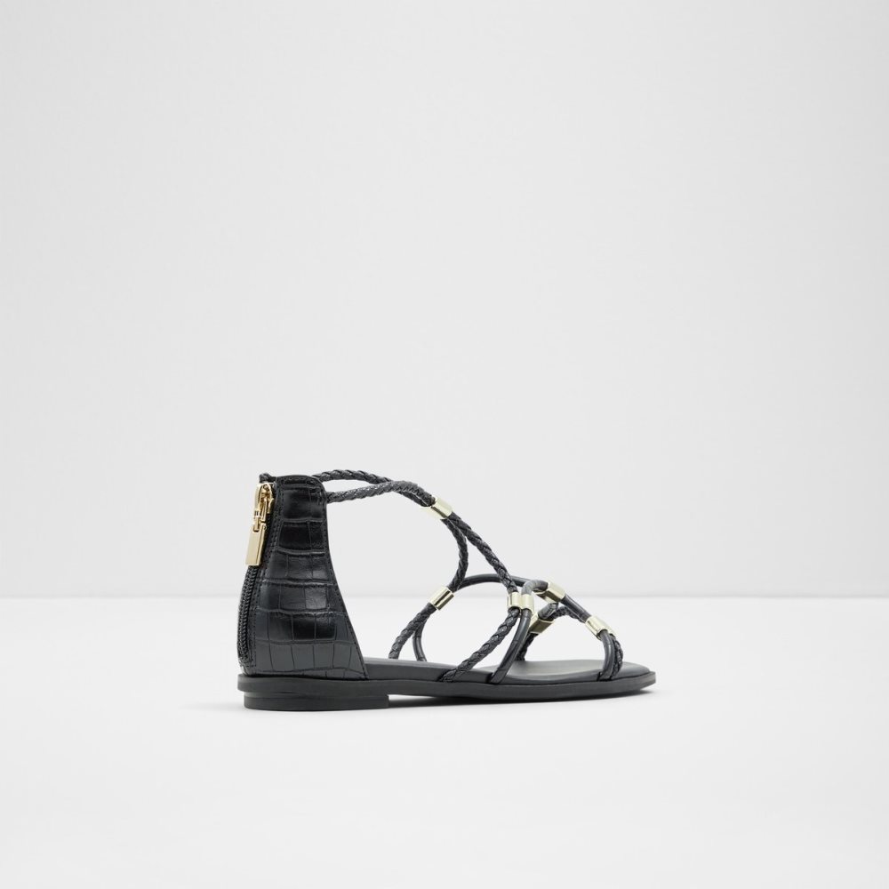 Sandales Aldo Oceriwenflex Lanières Plates Sandal Noir Femme | HMHE-83519120